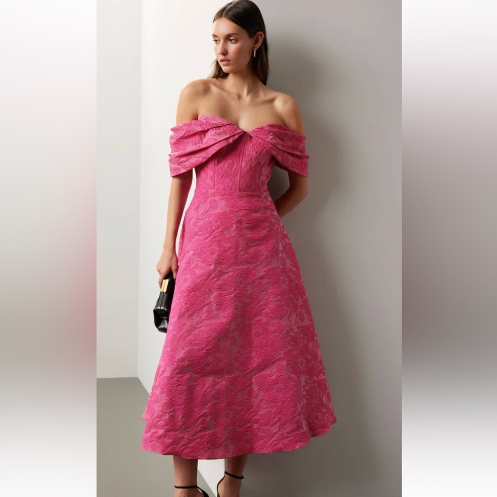 Theia Fiona Cloud Jaquard Dress
